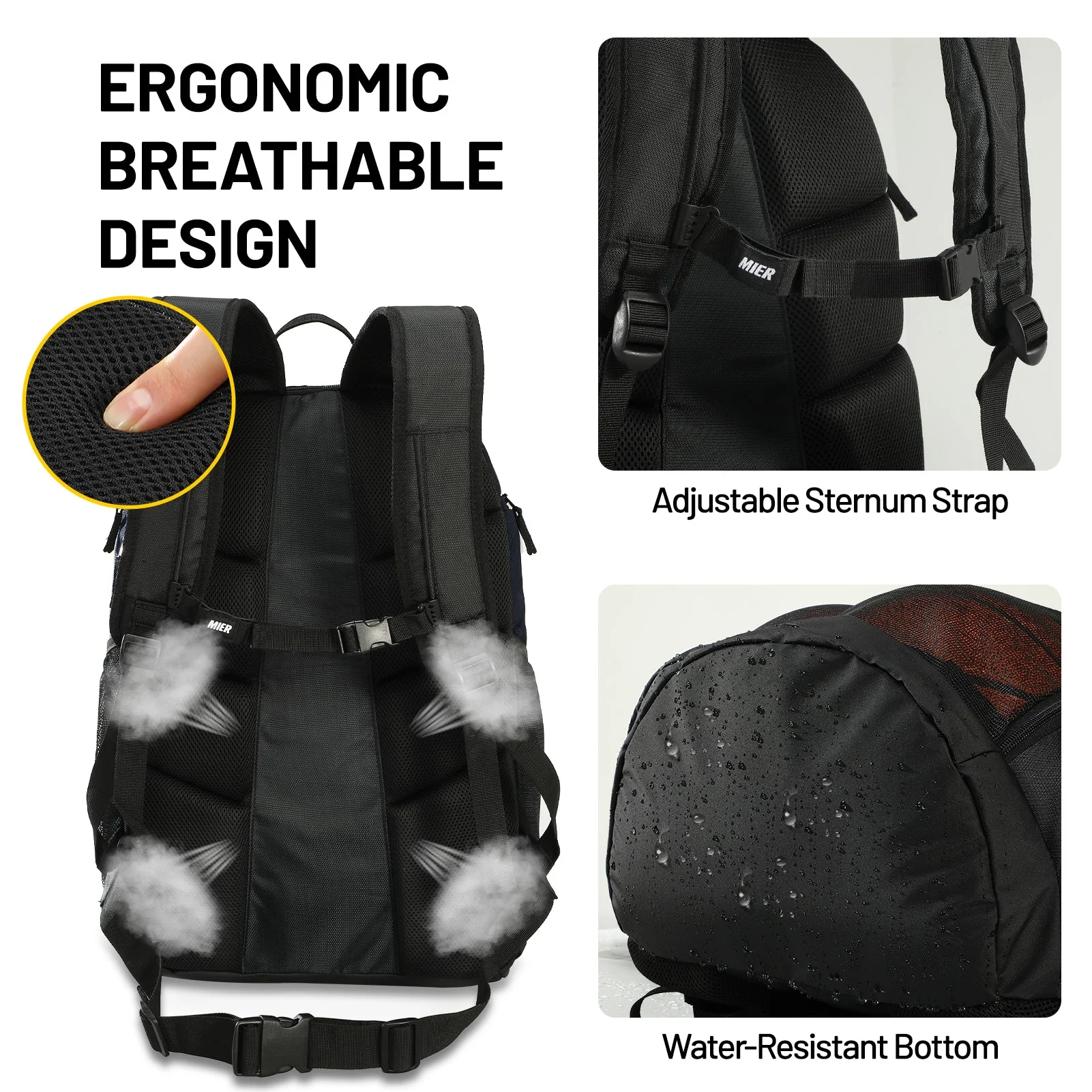 Basketball Backpack Large Sports Bag with Laptop Compartment - Image 5