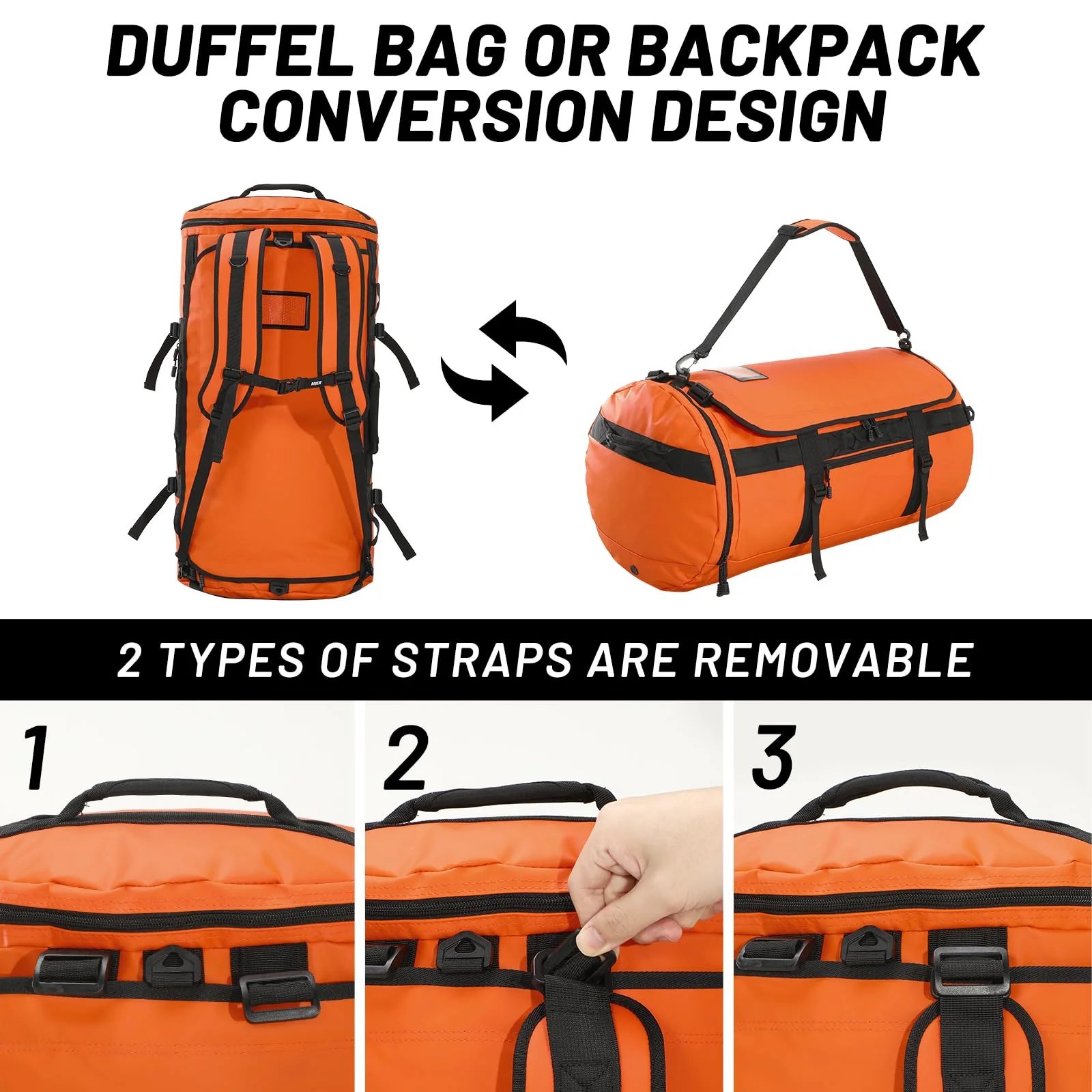 Large Duffel Backpack Sports Gym Bag with Shoe Compartment - Image 2