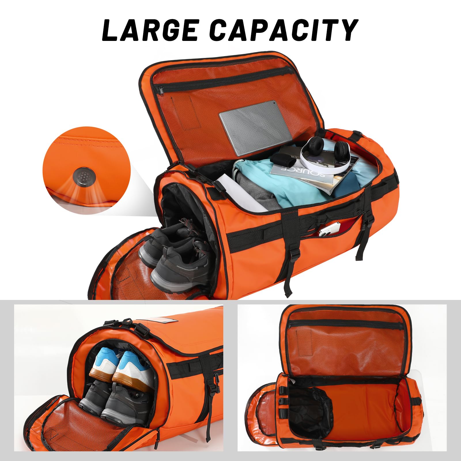 Large Duffel Backpack Sports Gym Bag with Shoe Compartment - Image 3