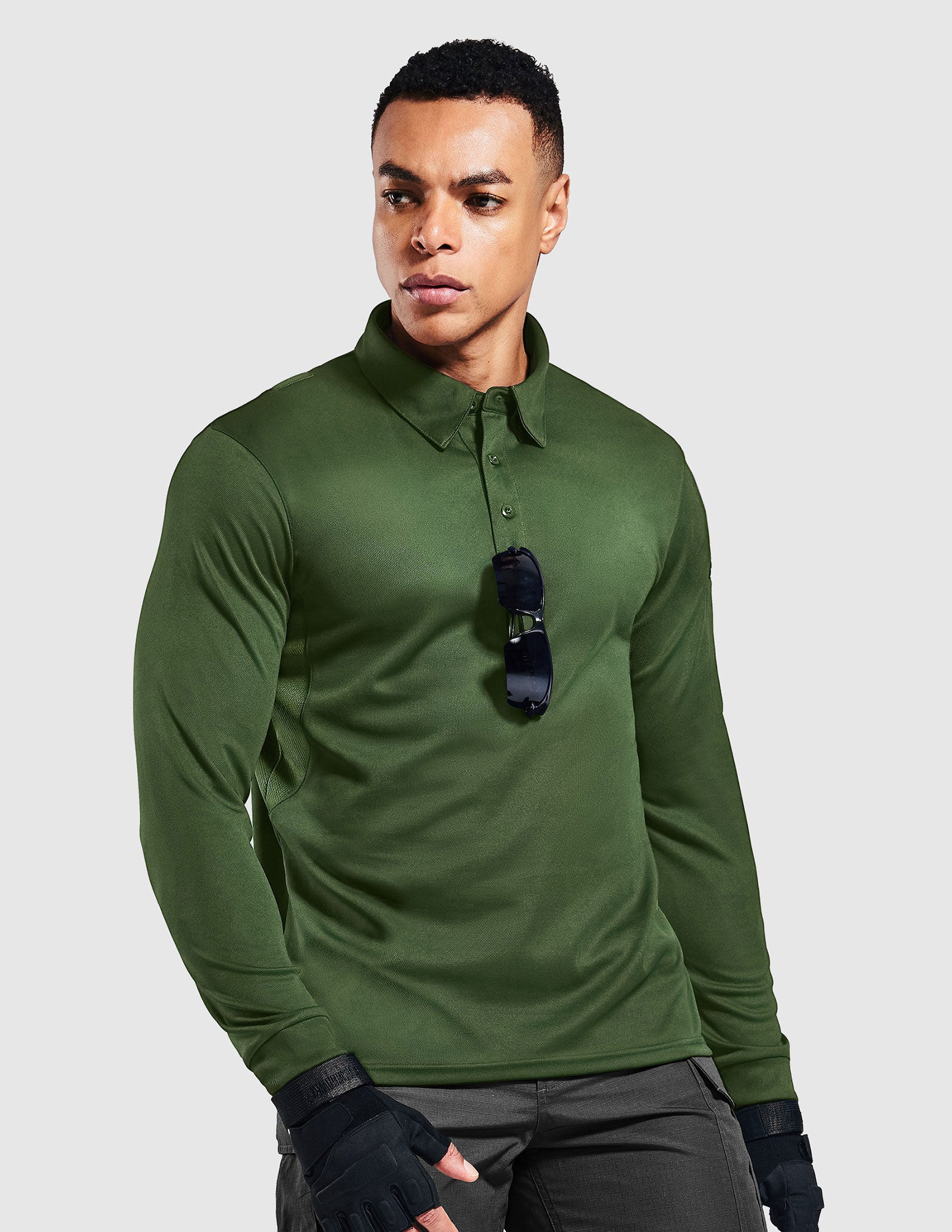 Men's Outdoor Tactical Long Sleeve Polo Shirts Quick Dry - Image 43
