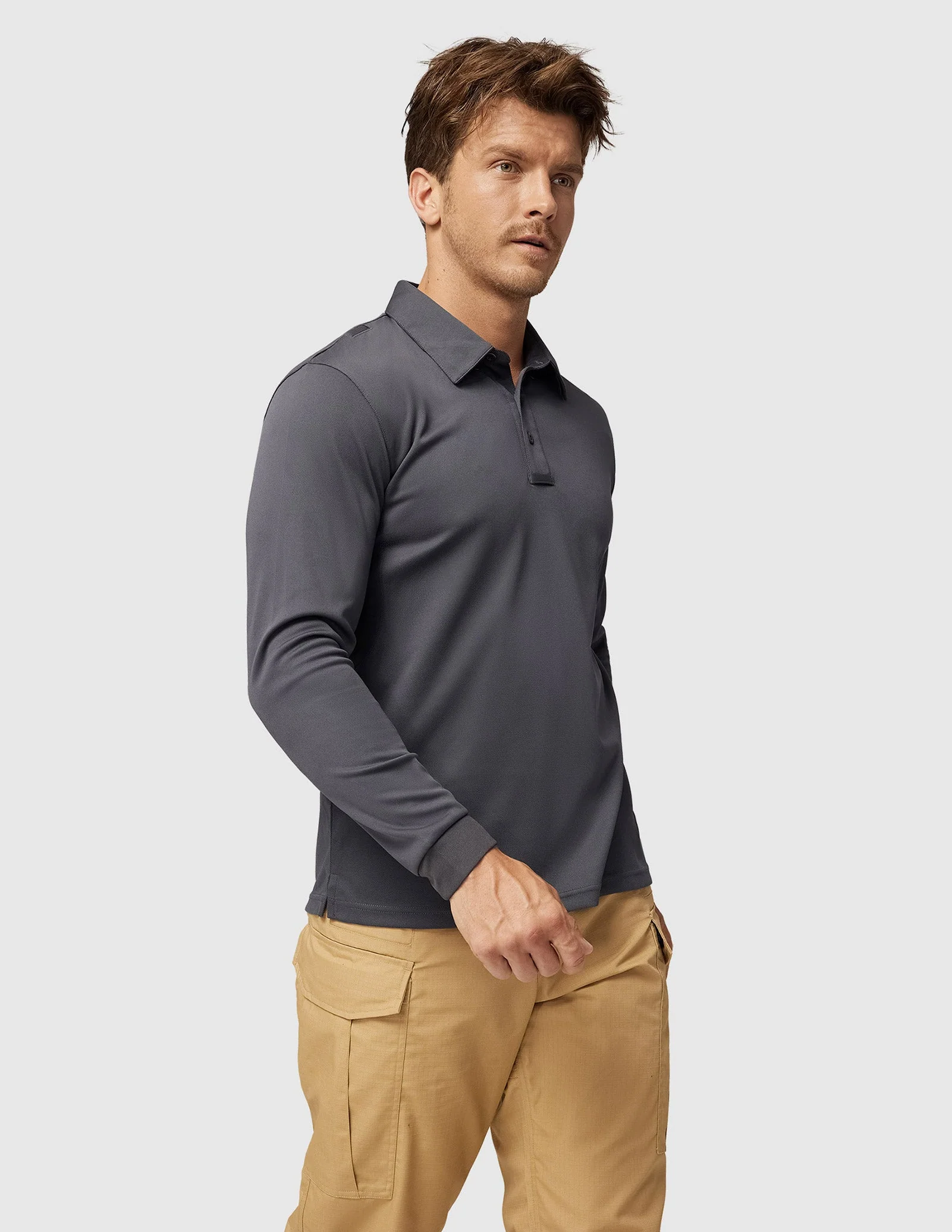 Men's Outdoor Tactical Long Sleeve Polo Shirts Quick Dry - Image 86