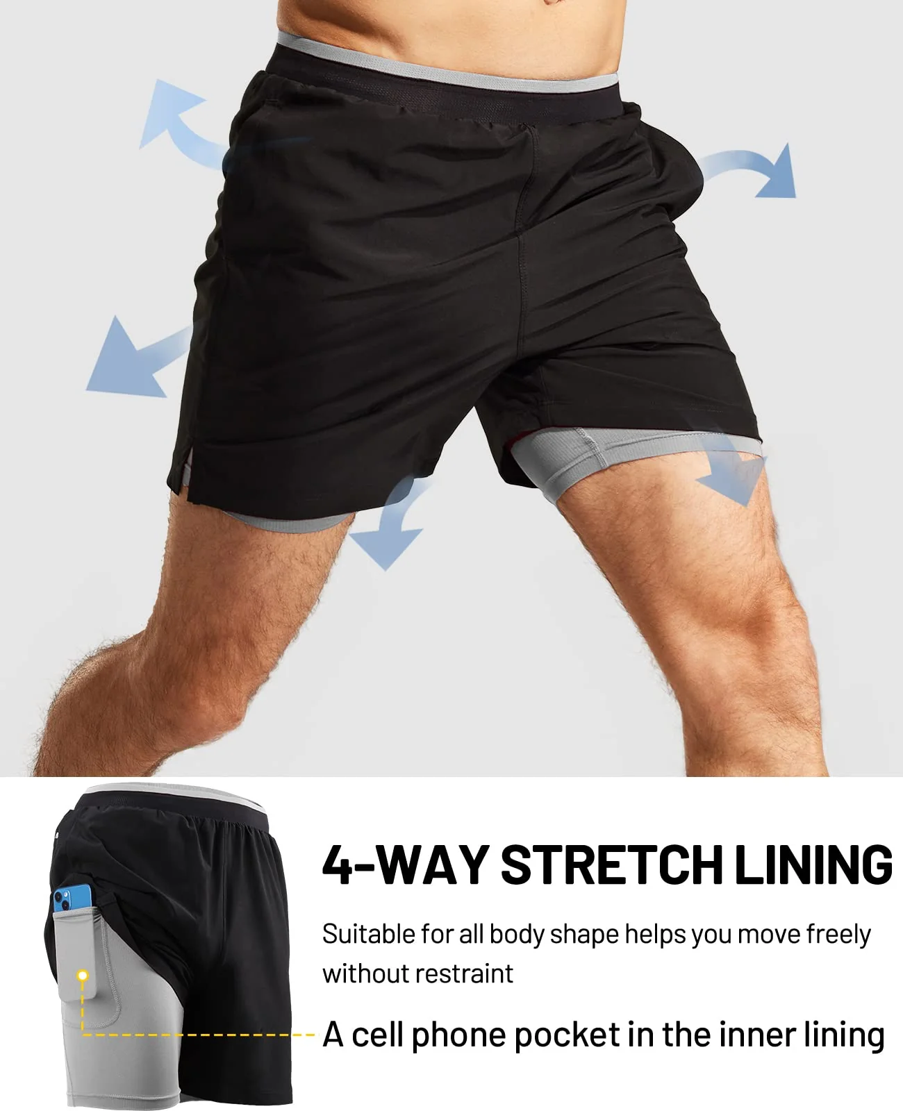 Men's 2 in 1 Running Shorts 5" - Image 8