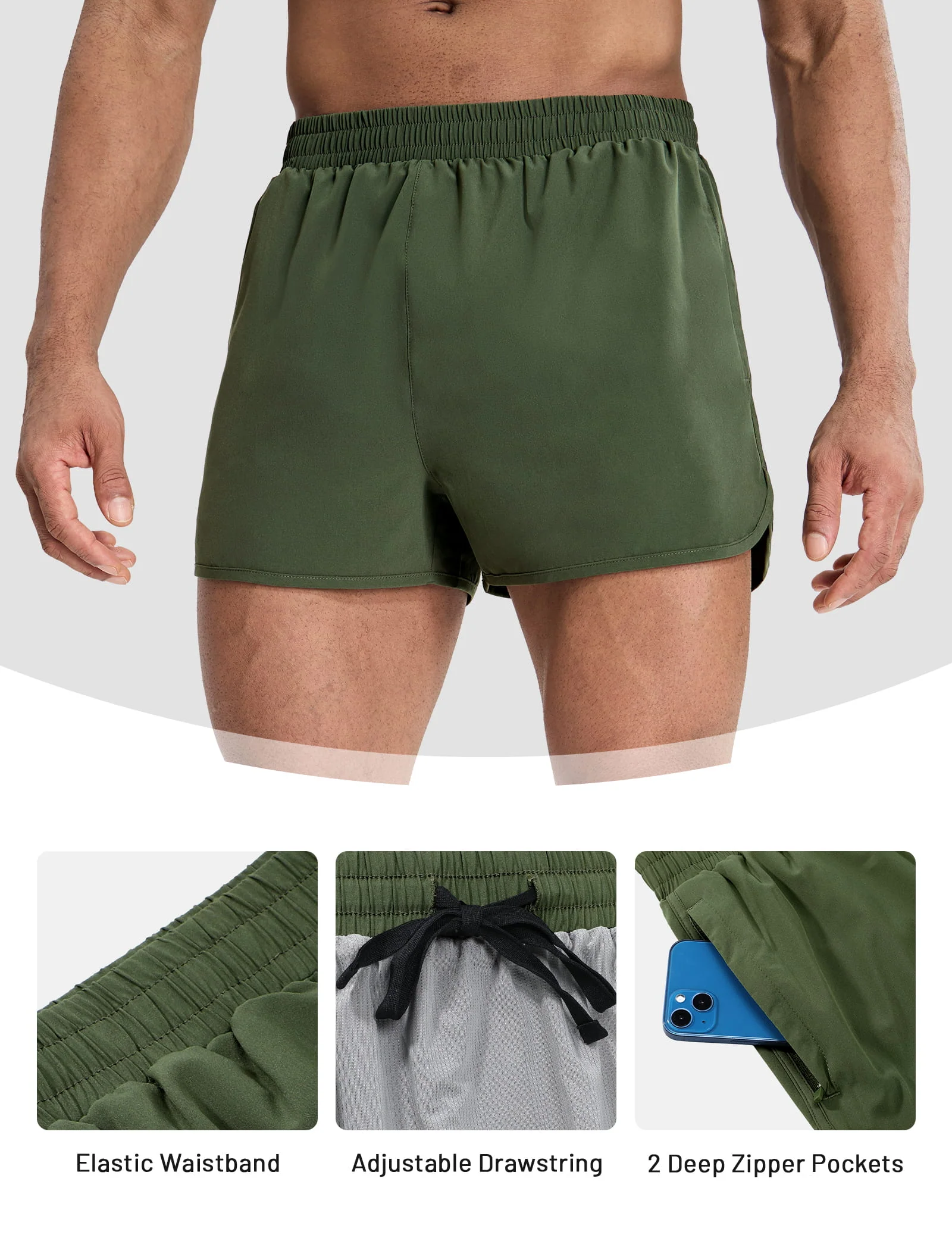 Men's PaceLite Split Shorts W/Brief 3" - Image 4