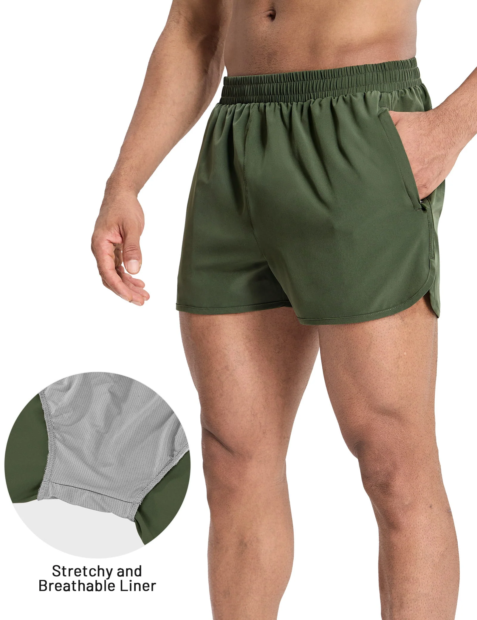 Men's PaceLite Split Shorts W/Brief 3" - Image 5
