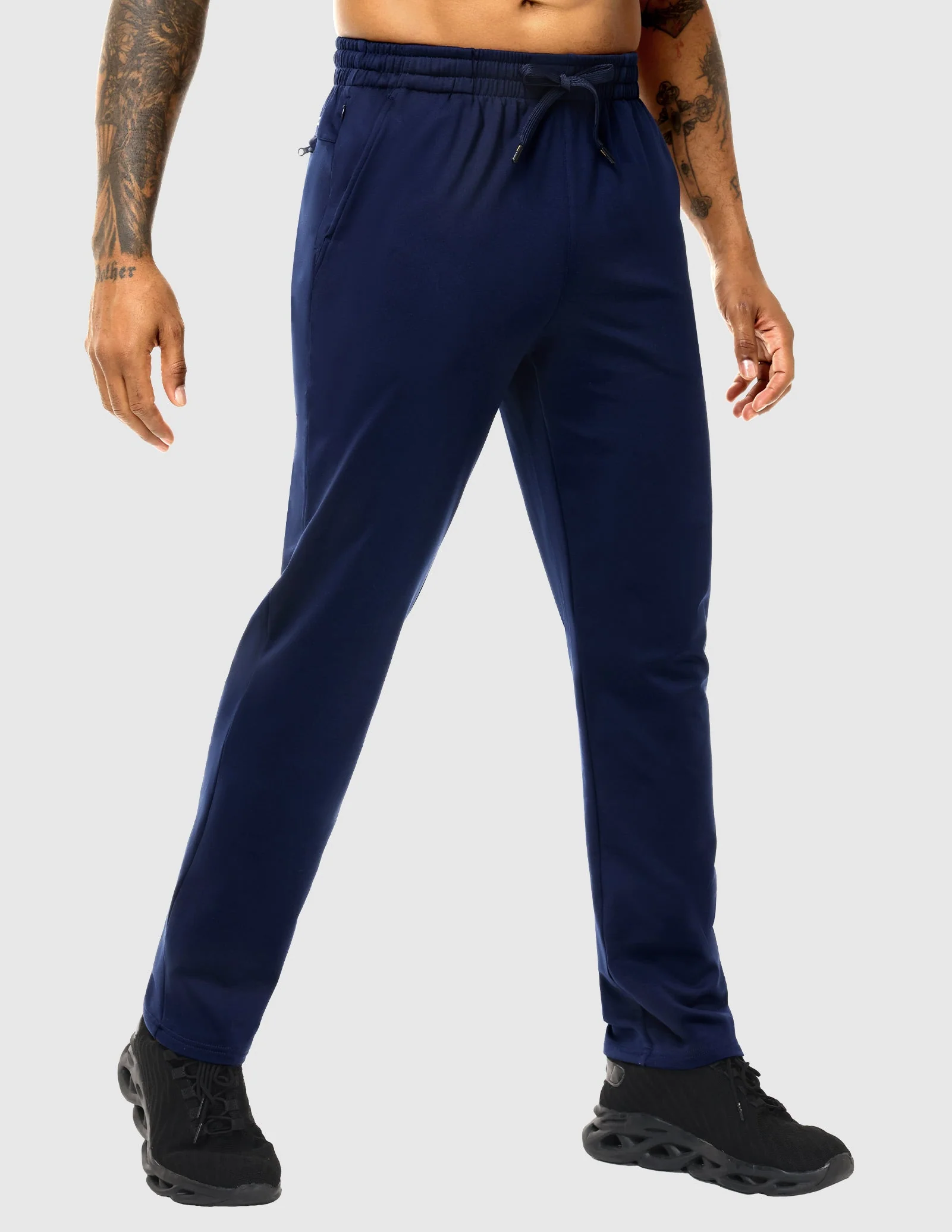 Men's Fleece Lined Athletic Pants with Zipper Pockets - Image 3