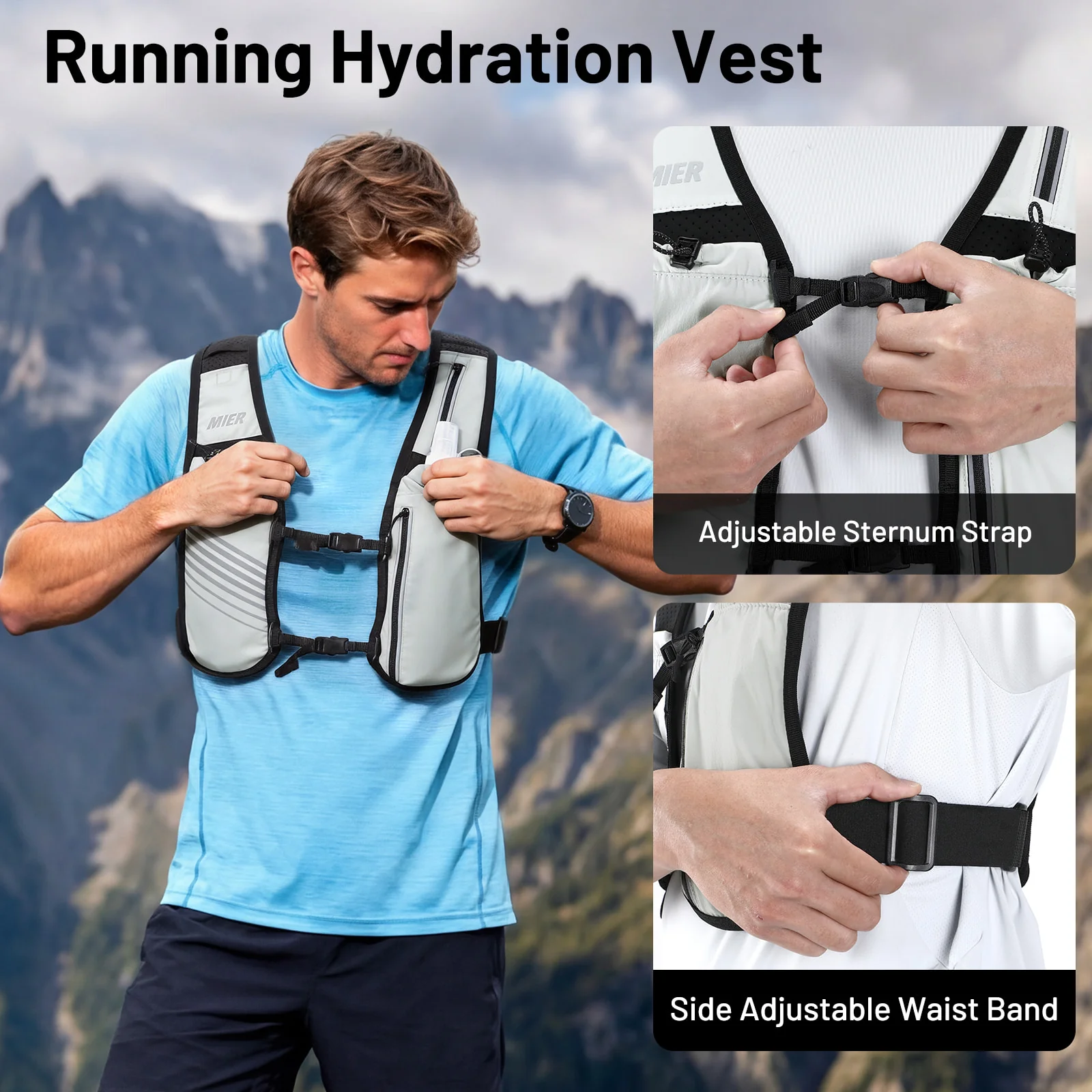 Running Hydration Vest with 500ml Soft Flask for Women & Men - Image 3
