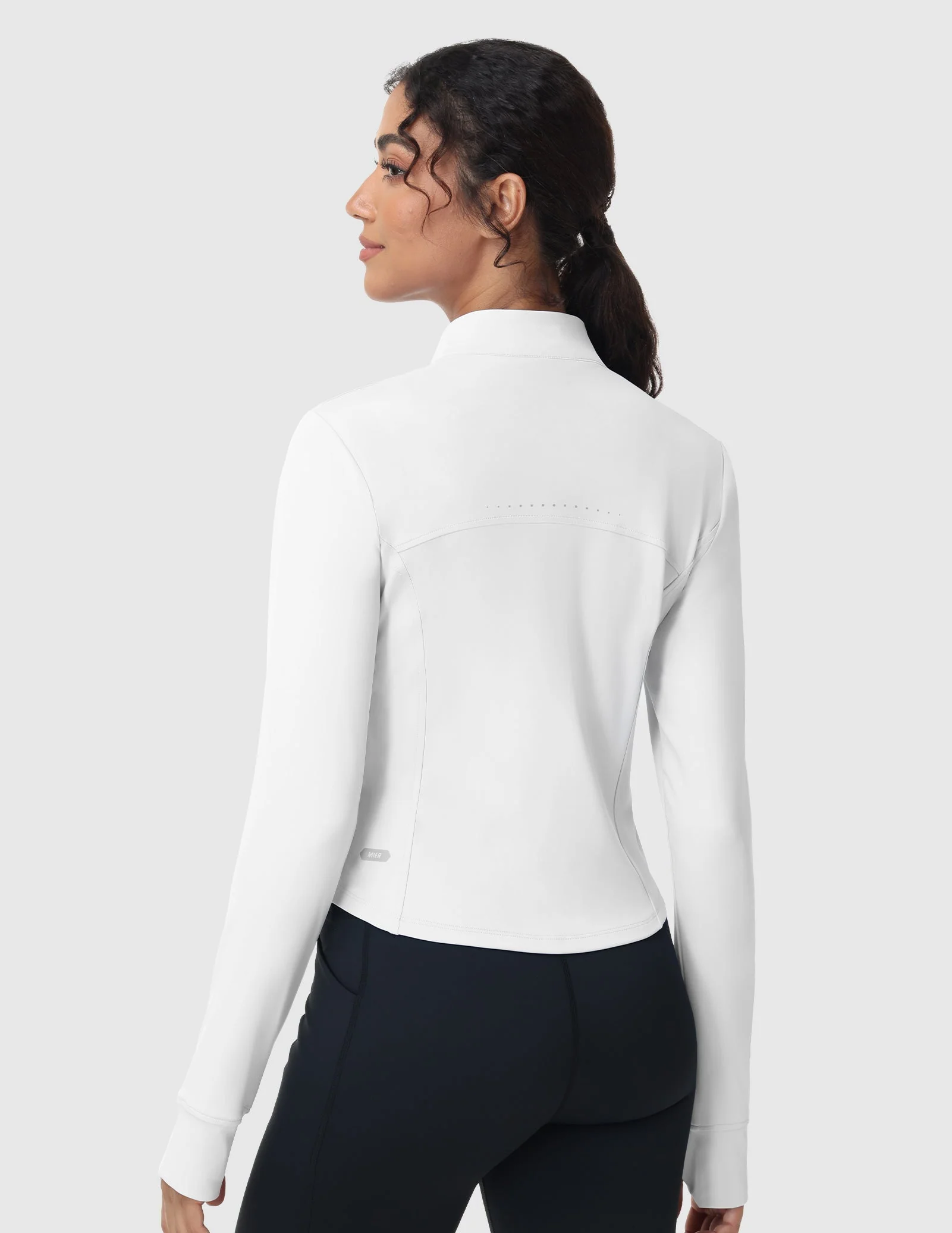Women's Slim Fit Full Zip Workout Jacket with Zipper Pockets - Image 13