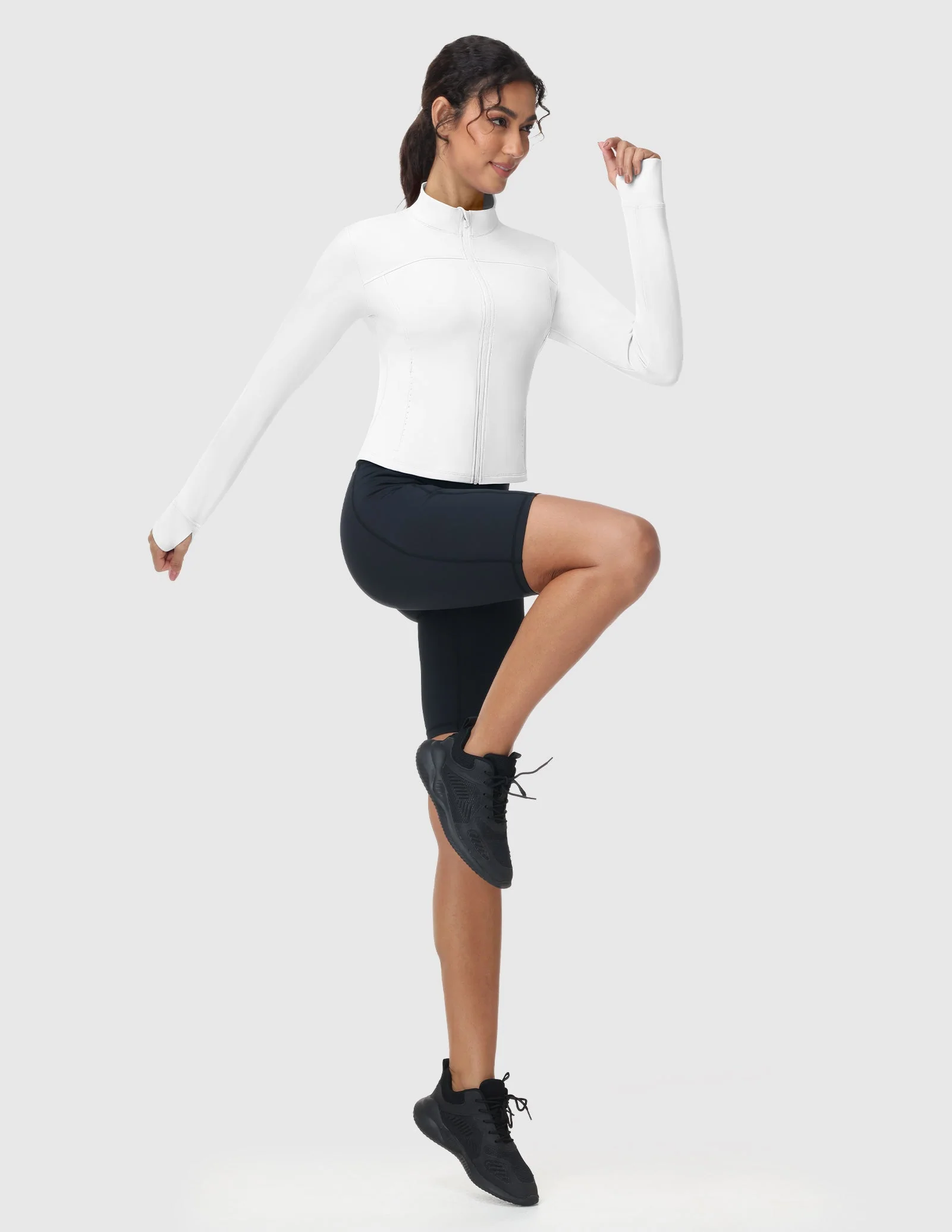 Women's Slim Fit Full Zip Workout Jacket with Zipper Pockets - Image 14