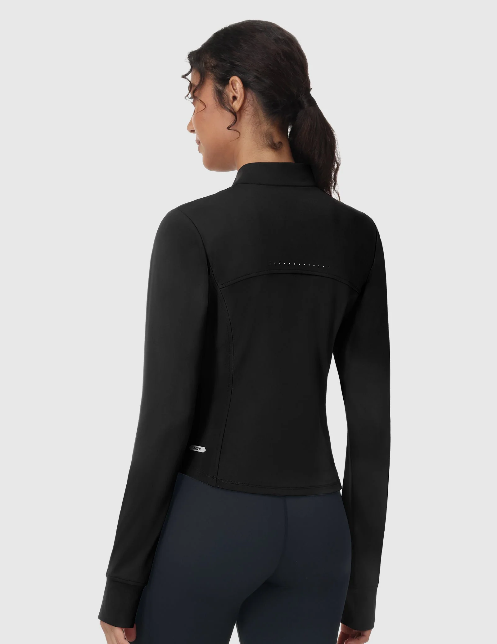 Women's Slim Fit Full Zip Workout Jacket with Zipper Pockets - Image 18