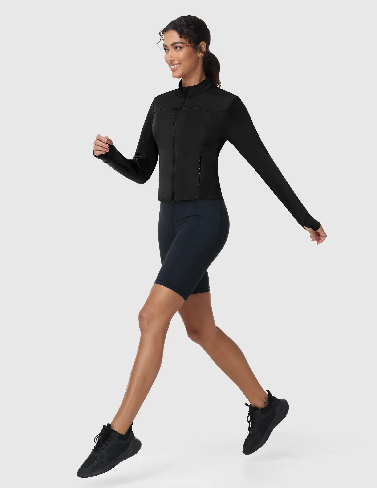 Women's Slim Fit Full Zip Workout Jacket with Zipper Pockets - Image 19