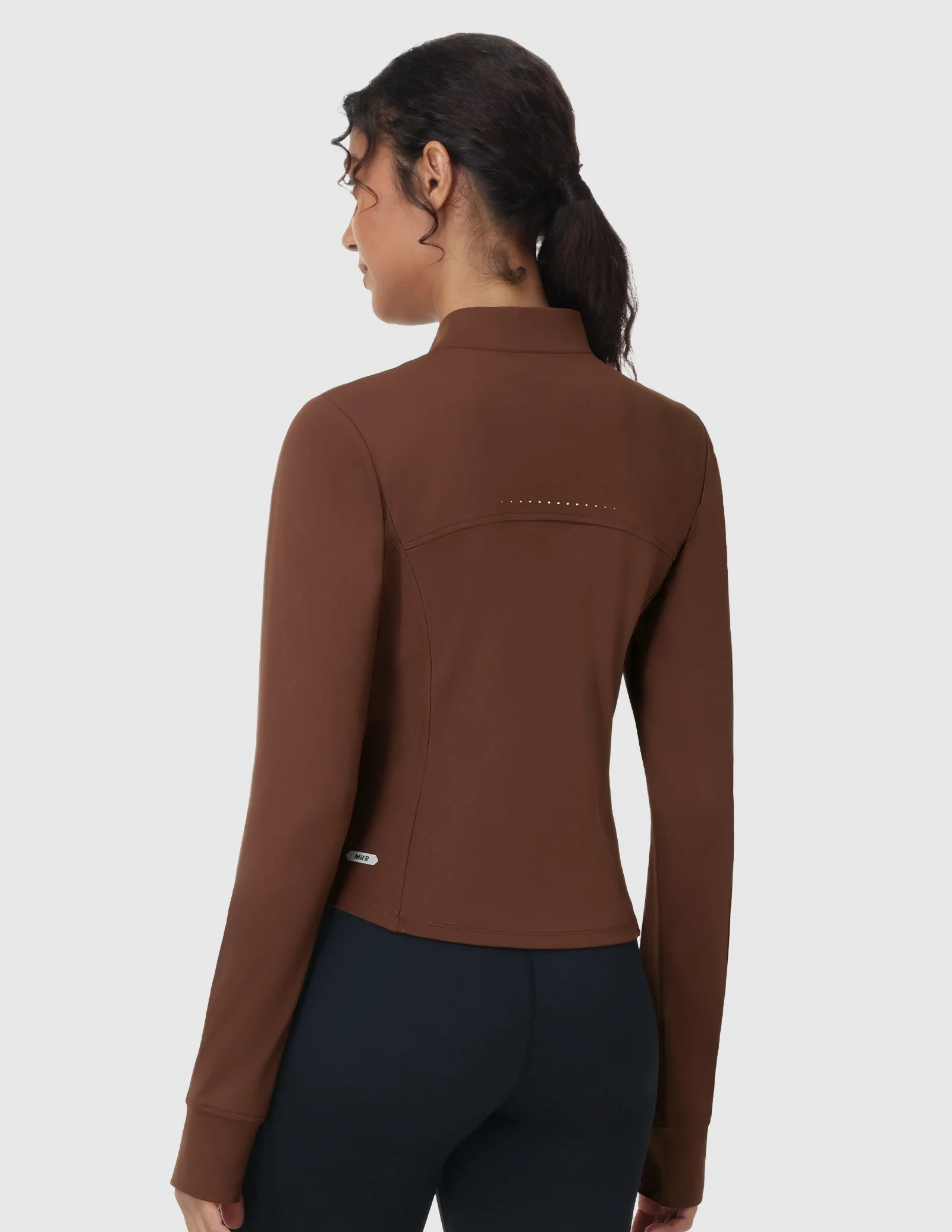 Women's Slim Fit Full Zip Workout Jacket with Zipper Pockets - Image 23