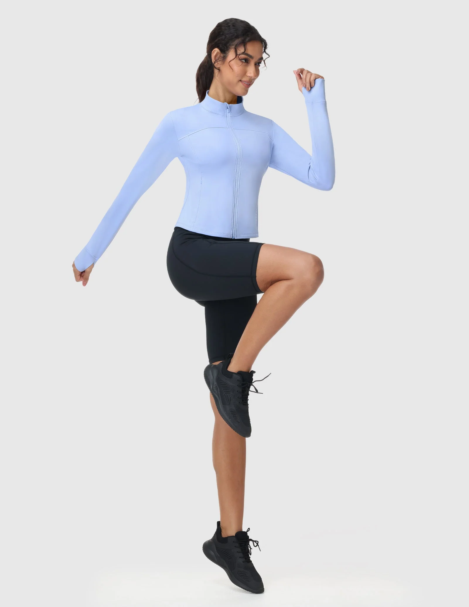 Women's Slim Fit Full Zip Workout Jacket with Zipper Pockets - Image 29