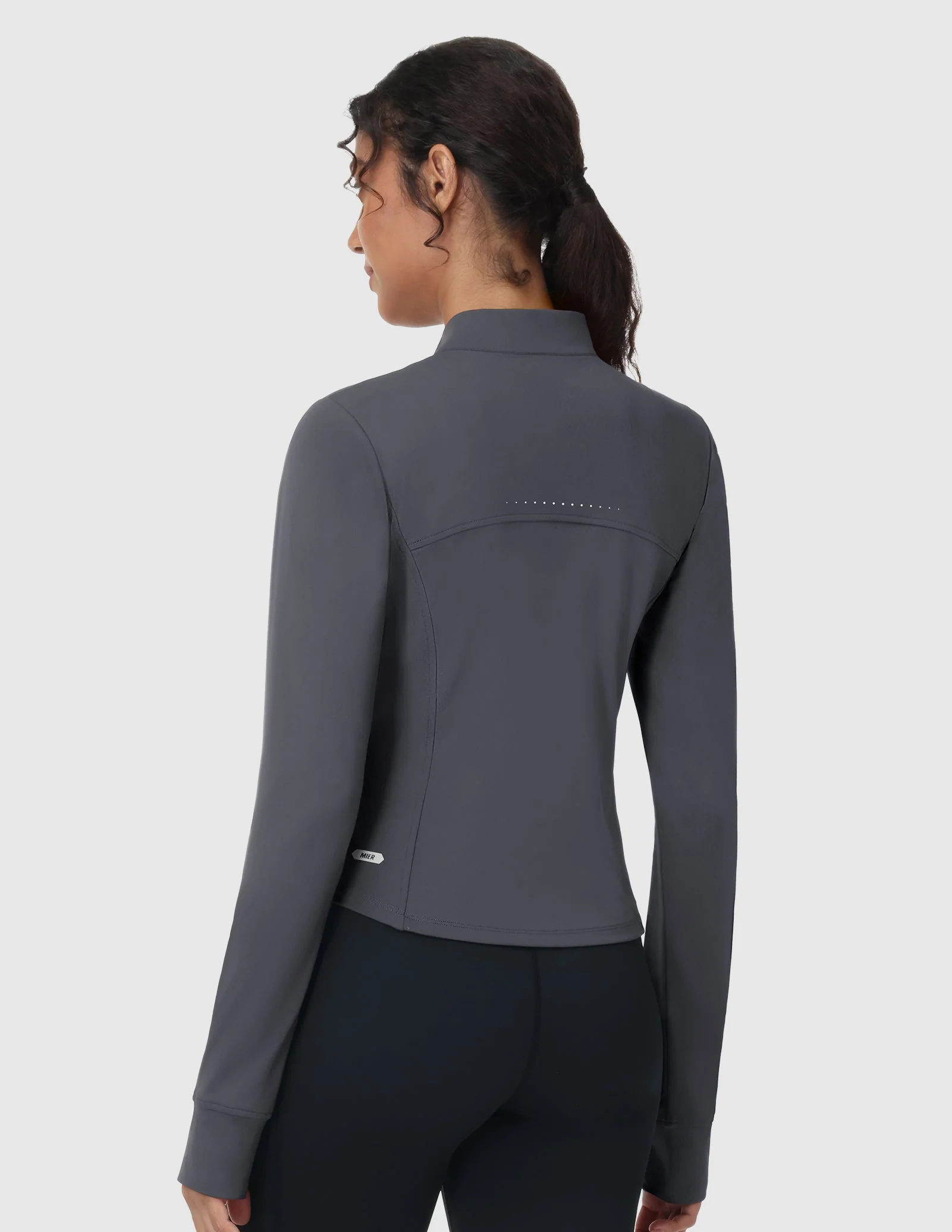 Women's Slim Fit Full Zip Workout Jacket with Zipper Pockets - Image 33