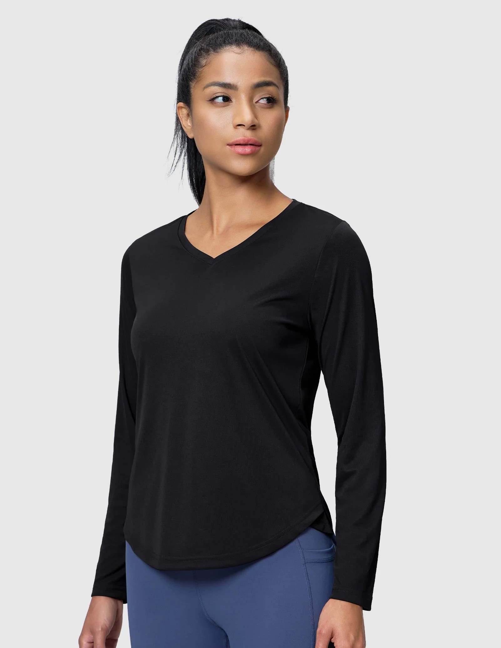 Women's TempoCool V Neck Long Sleeve Tee Shirt - Image 13
