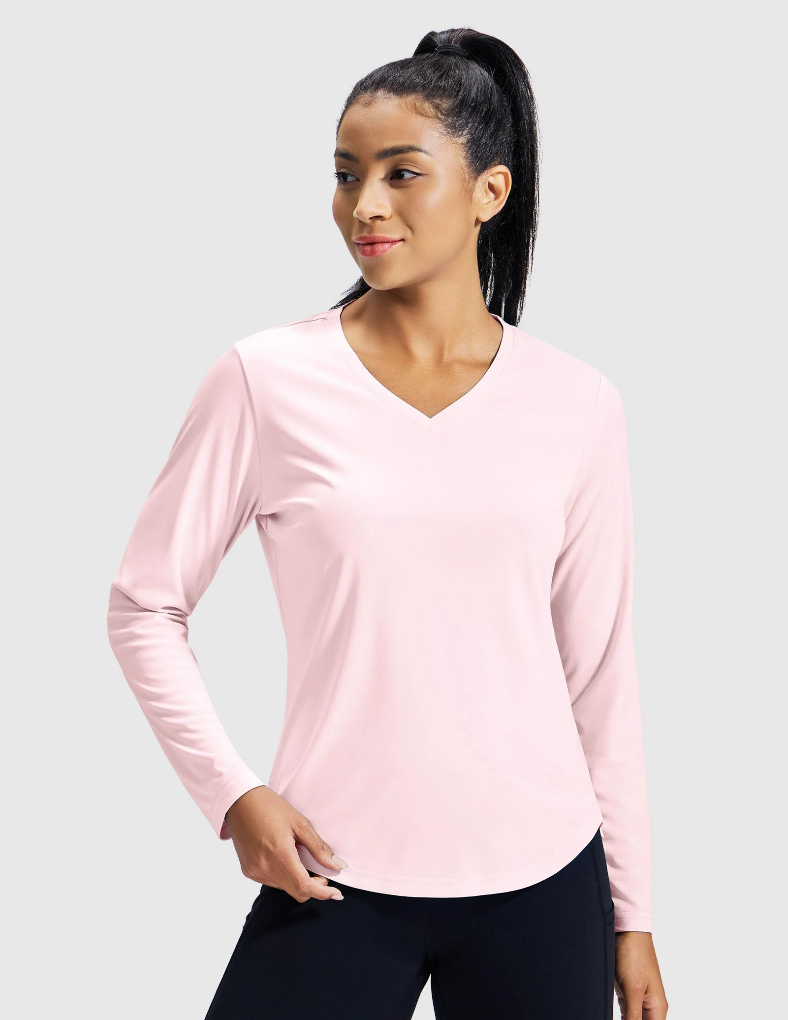 Women's TempoCool V Neck Long Sleeve Tee Shirt - Image 19
