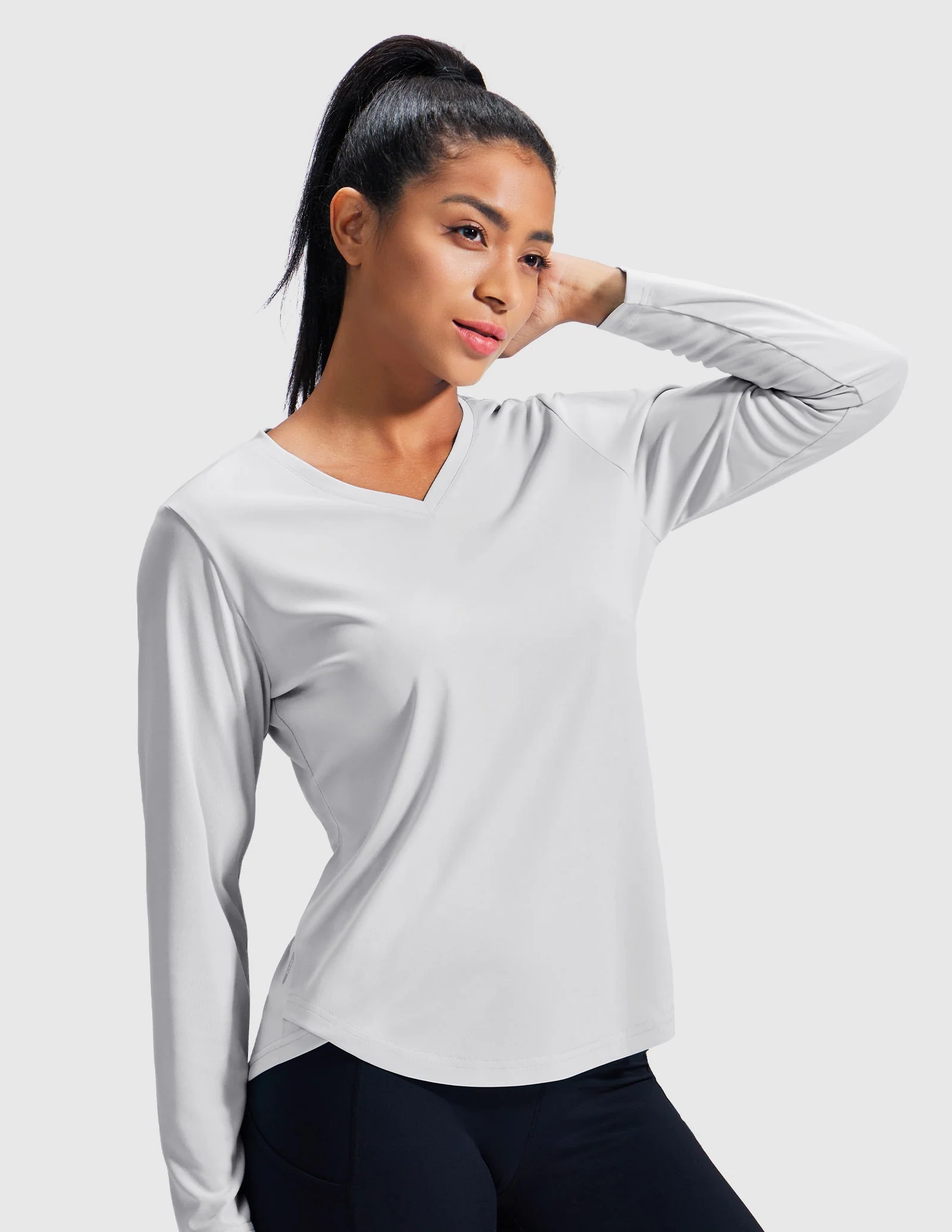 Women's TempoCool V Neck Long Sleeve Tee Shirt - Image 20