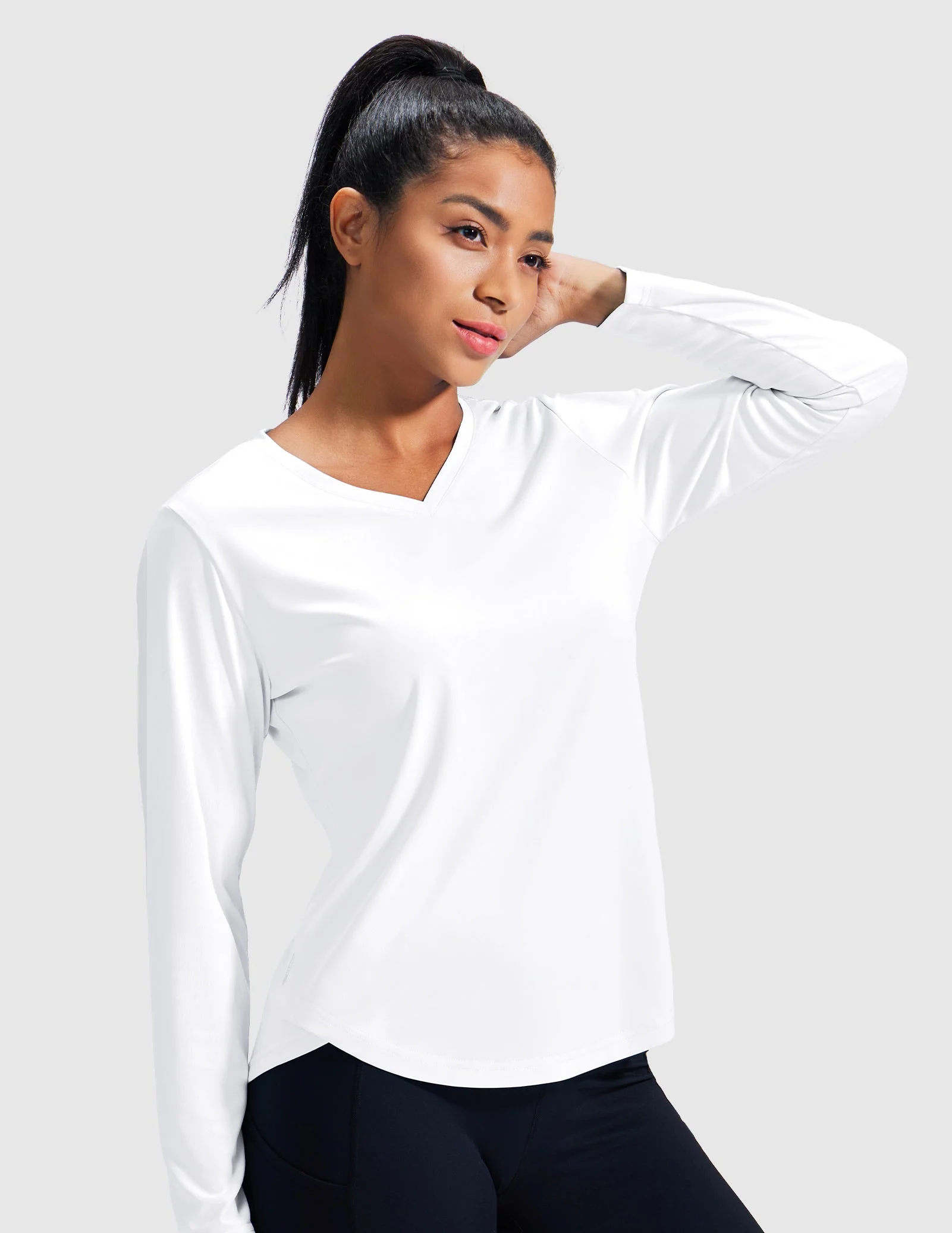 Women's TempoCool V Neck Long Sleeve Tee Shirt - Image 3