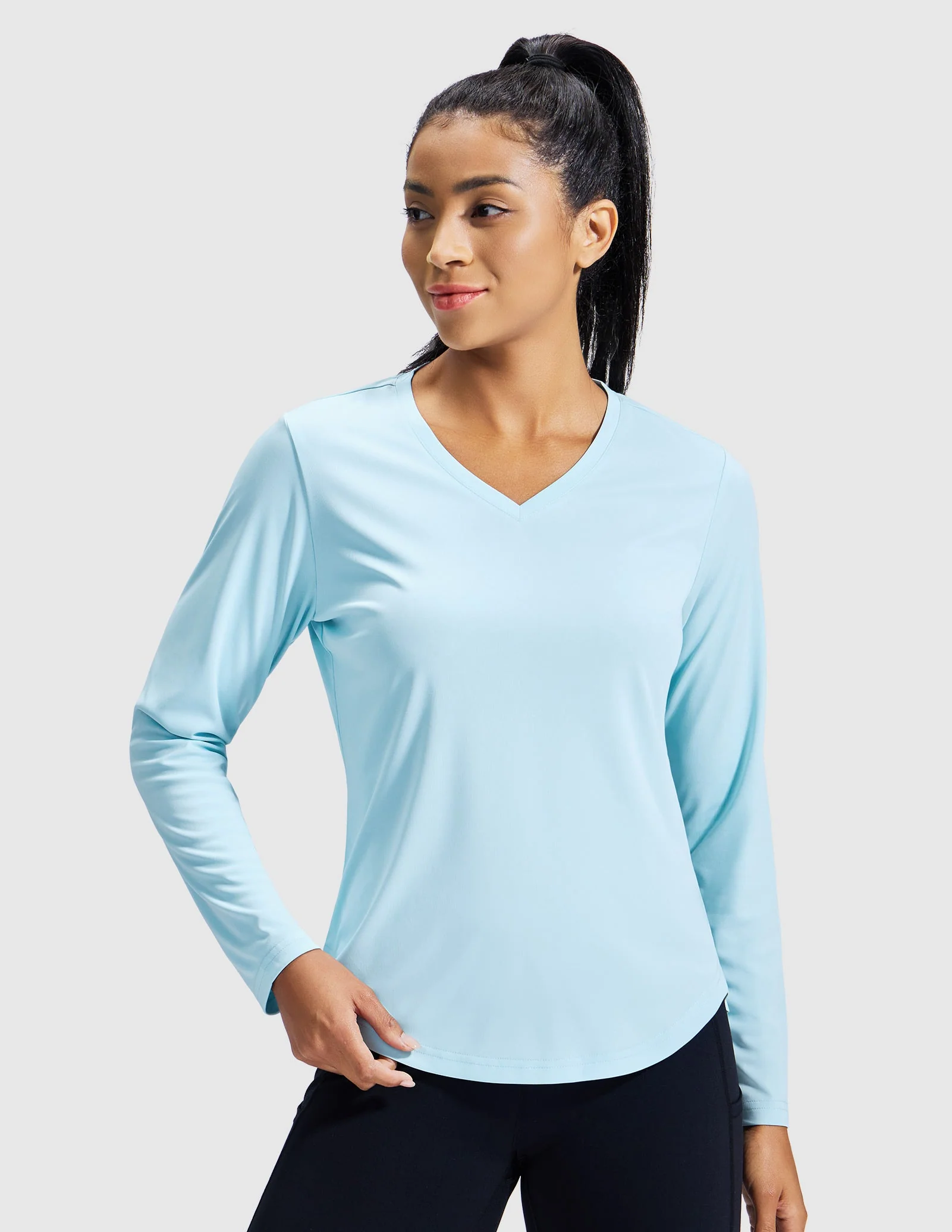 Women's TempoCool V Neck Long Sleeve Tee Shirt - Image 31