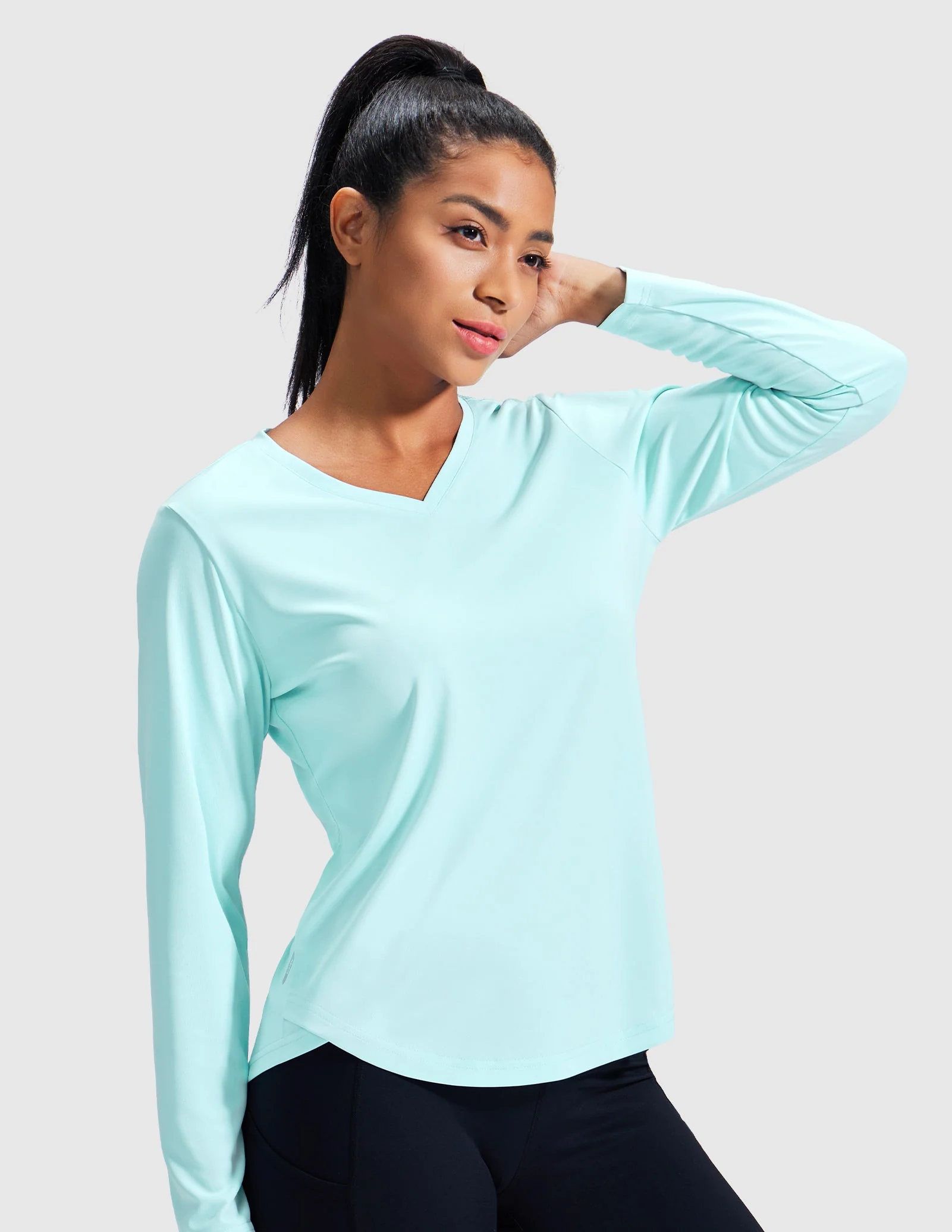 Women's TempoCool V Neck Long Sleeve Tee Shirt - Image 37