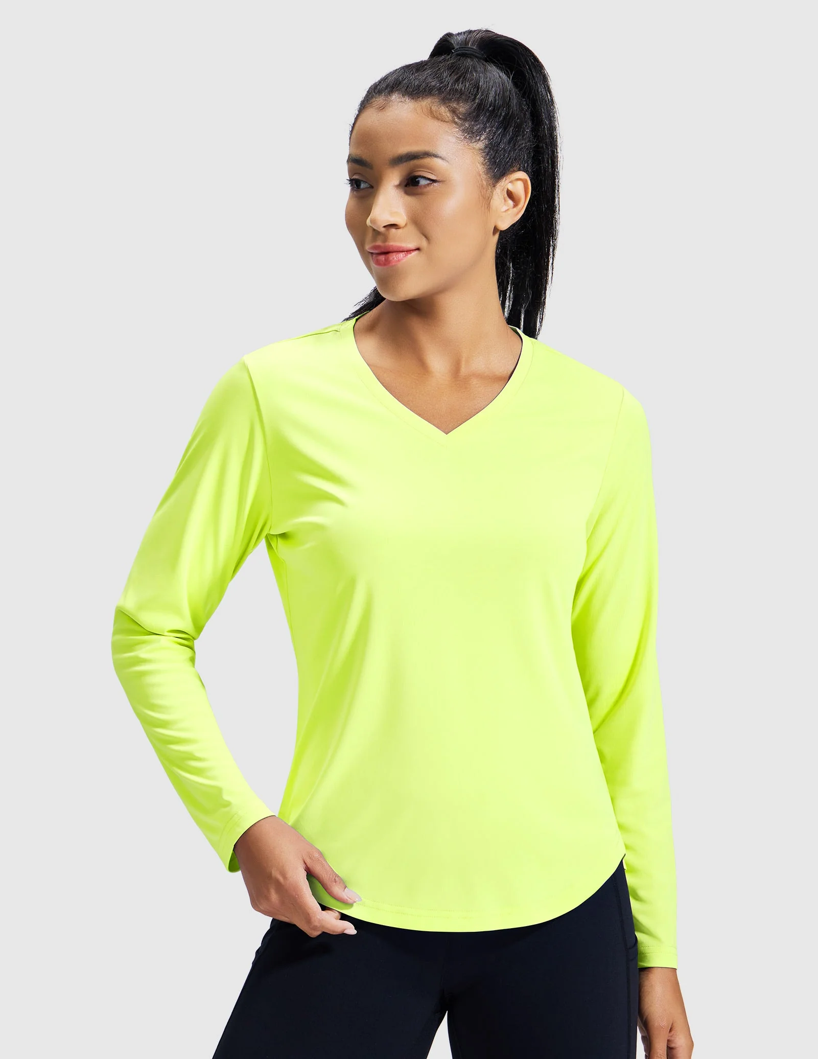 Women's TempoCool V Neck Long Sleeve Tee Shirt - Image 42